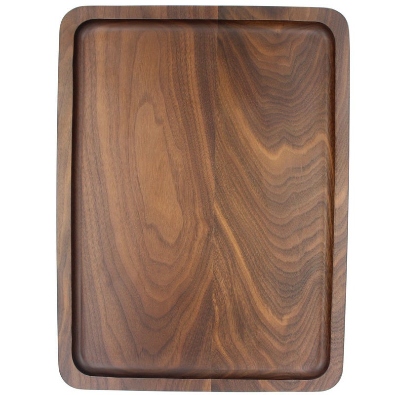 Bamber Wood Serving Tray Wooden Decorative Coffee Tea Platter Black Walnut 15.3 x 11.4 Inches - Image 1